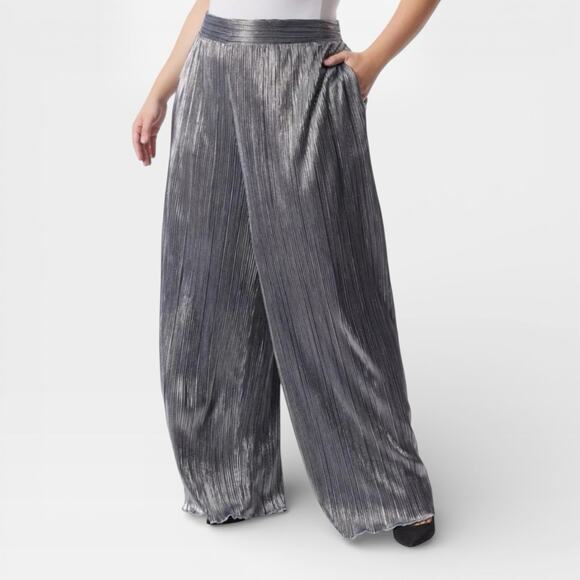 Jessica Simpson Adaeze Wide Leg Pants Women’s 3X Silver Metallic NWT $89 - Picture 2 of 9